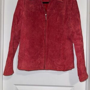 Elegant Red Leather Jacket for Women